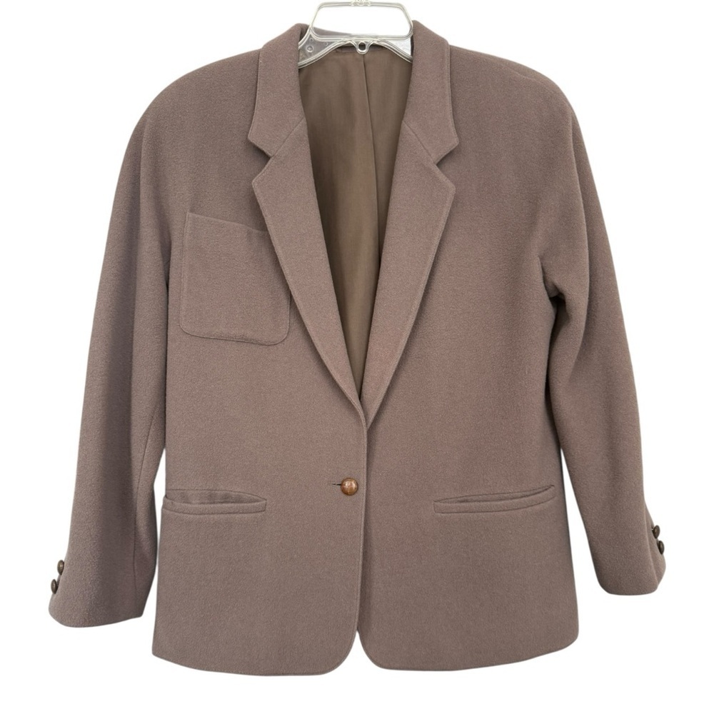 Mondi Escada Wool Blazer Jacket Size 34 = Small Tan Brown Vintage 80s 90s
